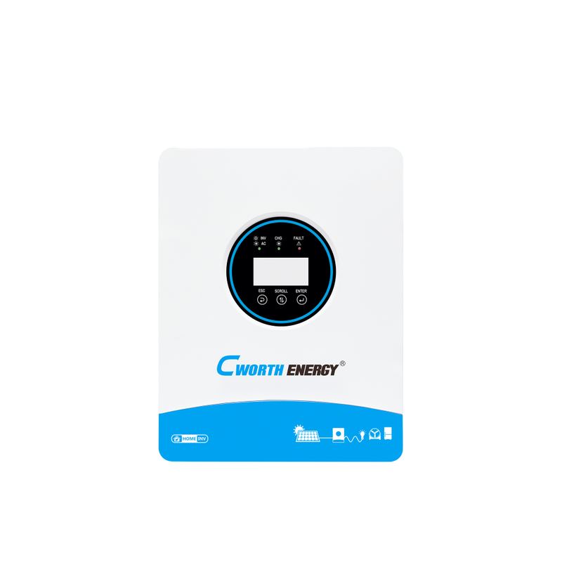 Cworth 1.5kW Hybrid Inverter for Home and Small Business Backup 12V DC Input 230VAC Output 650W MPPT Solar Charger 45A Solar Charging Current (CE-H1.8K)