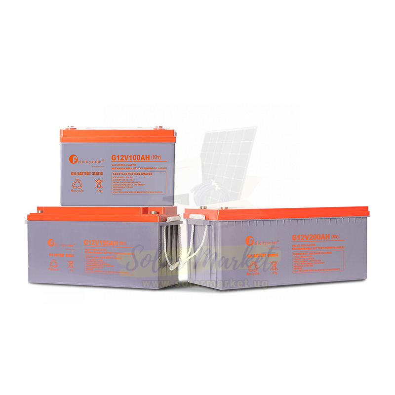 Felicity 200Ah 12V GEL Solar Battery for Off-Grid and Solar Backup Deep Cycle Energy Storage 522x240x219mm 61.5kg (G12V200AH)