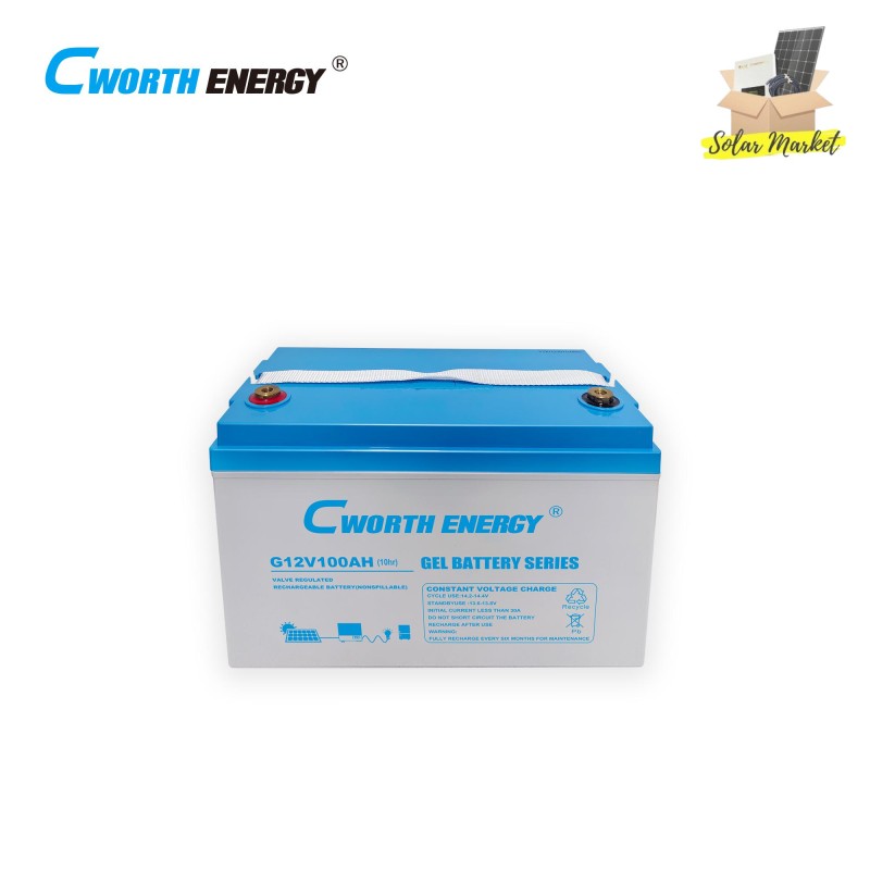 Cworth Deep Cycle Gel Battery: 100Ah 12V for Reliable Solar Power (Safe & Long-Lasting)