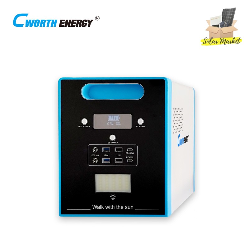 Cworth CE-PLB1200: Portable Solar Power Station - Power Anywhere (25.6V, 1.5kWh)