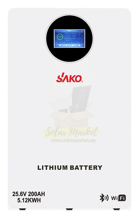 Sako 5.12kWh LiFePO4 Solar Battery for Home and Small Business Backup 25.6V 200Ah CAN RS485 90% DoD 6000 Cycles 10-Year Warranty (Li-Sun-SK-25.6V200Ah)