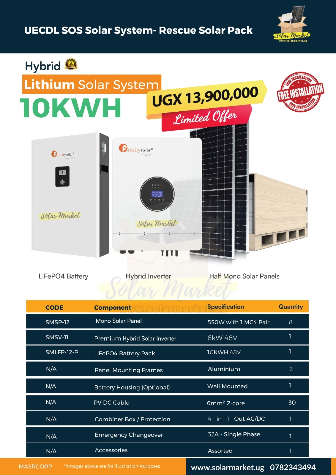 10KWH Complete Lithium Home Solar System Kit –Lite