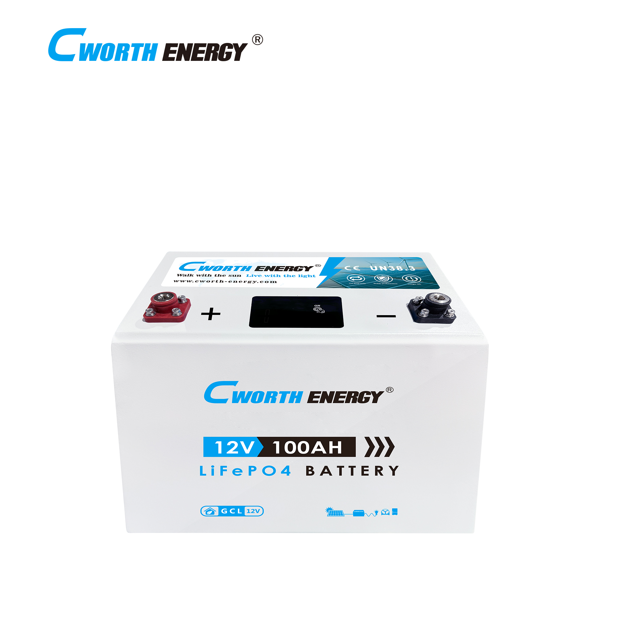 Cworth CE-GCL-12100 1.28kWh 12.8V 100Ah LiFePO4 Battery For Home Solar Backup, Small Commercial Power Storage, Telecom and Communication Backup