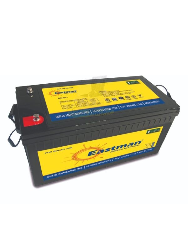 Eastman 200Ah 12V Sealed Maintenance Free Solar Battery - Enhanced Performance & Long Life [Uganda]