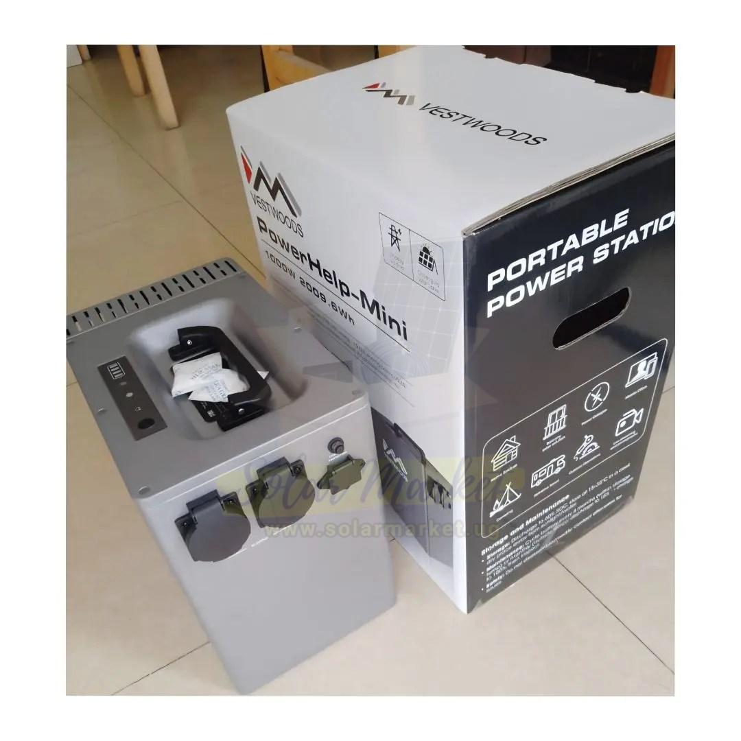 Vestwoods 2kWh 1kW Portable Power Station for Home and Outdoor Backup with LFP Battery 6.4V Nominal Voltage 600W MPPT 220-240VAC Output IP20 (VEPIK-20B)