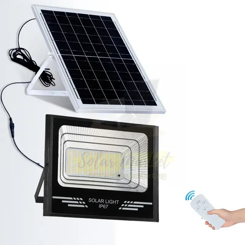 Altop 100W Solar Flood Light for Outdoor Security Lighting 6V 8W Polycrystalline Panel LiFePO4 3.2V 6000mAh Battery 5730 LED 3000-6000K ABS (0427B100-02)