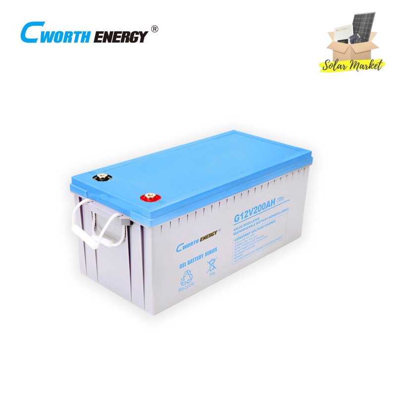 Cworth Deep Cycle Gel Battery: 200Ah 12V for Reliable Solar Power (Safe & Long-Lasting)