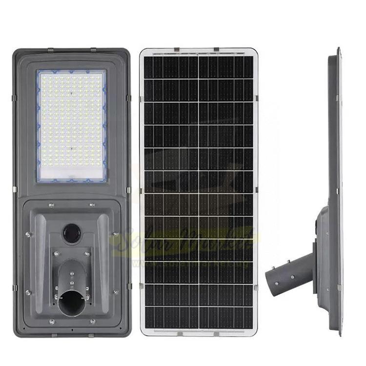 SRNE 200W Solar Street Light with 60Ah Lithium Battery for Outdoor Area Lighting ABS+Optical Reflector 220 LED Beads (BS200)