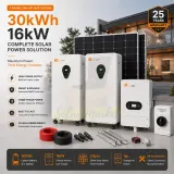 FelicityESS 30kWh 16kW 3 Phase Low Voltage Complete Solar Power Solution with 2 x 15kWh Lithium Batteries, 24 x 580W Solar Panels, 16kW 3 Phase Inverter, Changeover Switch & Complete Installation Accessories