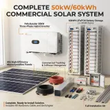 Felicitysolar 120kWh 50kW 3 Phase High Voltage Commercial & Industrial Energy Storage System with 2 x 60kWh Lithium Battery Banks, 100 x 550W Solar Panels, 3 Phase Hybrid Inverter, Changeover Switch & Full Commercial Installation Accessories