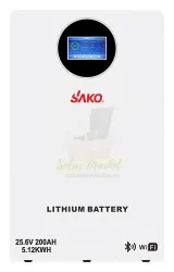 Sako 5.12kWh LiFePO4 Solar Battery for Home and Small Business Backup 25.6V 200Ah CAN RS485 90% DoD 6000 Cycles 10-Year Warranty (Li-Sun-SK-25.6V200Ah)
