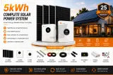 Felicity 5kWh Complete Solar Power System with 4kW Inverter, 5kWh Lithium Battery, 4 x 580W Solar Panels, Mounting Rails, DC/AC Cables, MC4 Connectors, DC Combiner Box, Trunking System & Complete Accessories