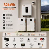 SRNE 12kW 32kWh Complete Solar System for Home and Business Backup 230VAC Output 580W Solar Panels 18-Panel Array 25-Year Warranty (32kwh)