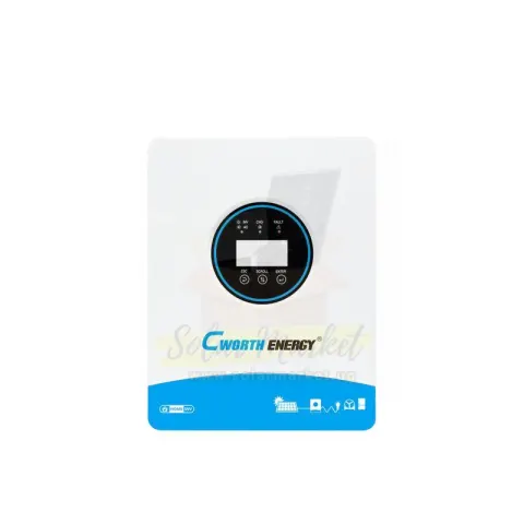 Cworth 1.5kW Hybrid Inverter for Home and Small Business Backup 12V DC Input 230VAC Output 650W MPPT Solar Charger 45A Solar Charging Current (CE-H1.8K)
