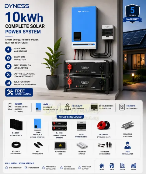 Dyness Complete Solar System for Home backup power and Small business energy (10kwh)