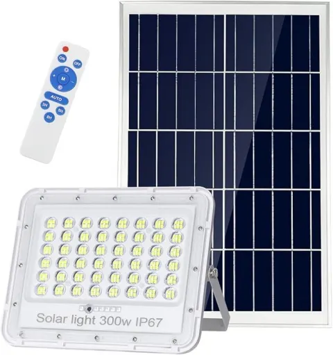 Masrcorp 600W Solar Flood Light with Light Control and Remote Control for Outdoor Area Lighting (BFW600)