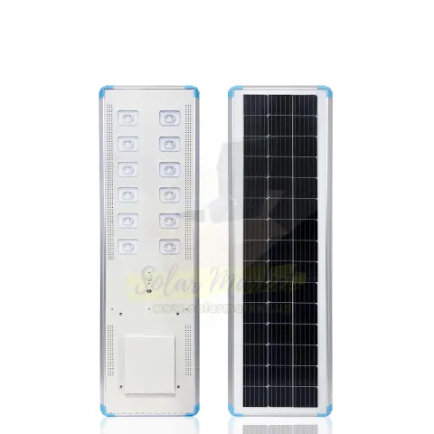 Cworth 100W Street Light with 105W Solar Panel 560Wh Lithium Battery for Public and Commercial Lighting 21600lm Luminous Flux 6500K Color Temperature IP65 Waterproof (C2-C100W)