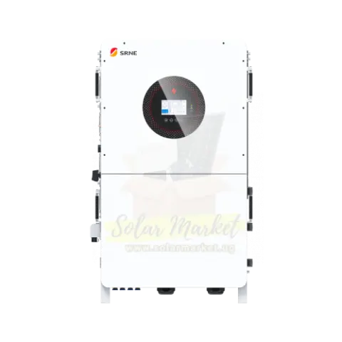 SRNE 60kW 66kVA Three Phase High Voltage Hybrid Inverter for Commercial and Industrial Solar Backup 150-820V Battery 4 MPPT 1000V PV IP65 9-Unit Parallel RS485/CAN (IESP600SH3)