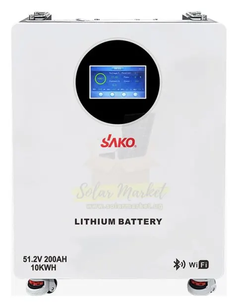 Sako 10.2kWh LiFePO4 Solar Battery for Home and Small Business Backup 51.2V 200Ah 90% DoD CAN RS485 1-15 Parallel 10-Year Warranty (Li-Sun-SK-51.2V200Ah)