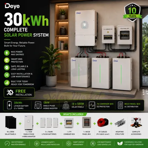 Deye Complete Solar System for Home backup power and Small business (30kwh)
