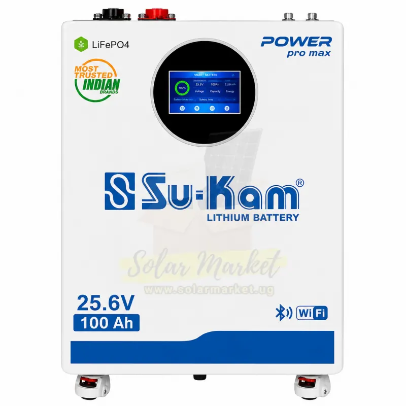 Sukam 15.4kWh LiFePO4 Solar Battery for Home and Small Business Backup 51.2V 300Ah Low Voltage Stackable 1-15 Parallel CAN/RS485 Communication IP21 8000 Cycles (PPM300-51)