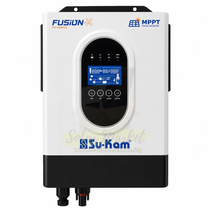 Sukam 4.2kVA/3600W Hybrid Inverter for Home and Small Business Backup 24VDC 230VAC Output 120A MPPT LCD & App Monitoring (FX4200-24H)