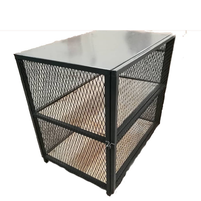 Battery stand with cage